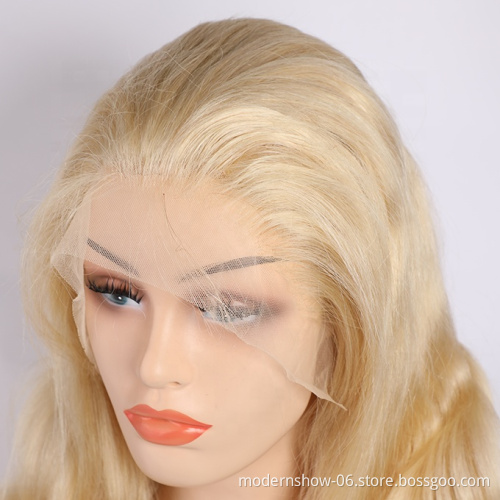 100% Virgin Human Hair Lace Front Wig Transparent 613 Brazilian Hair Swiss Lace Long Straight, Body Wave 1-2 Year Average Size